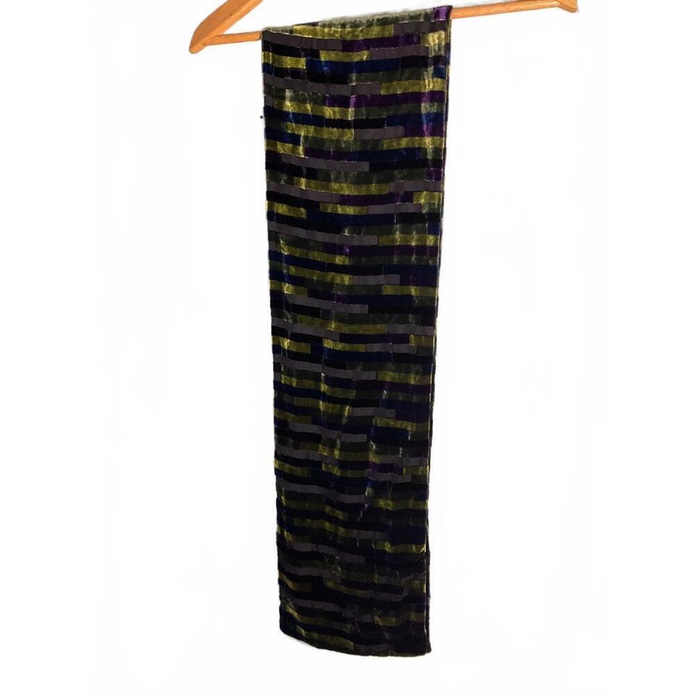 Multicolor Velvet Patterned Women's Scarf - Picture 1 of 7